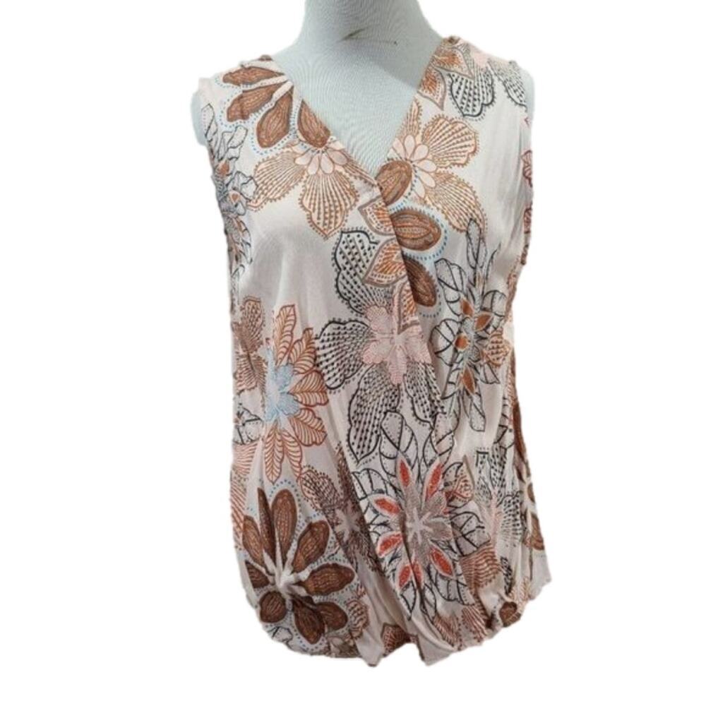 Allison Joy cross tank top floral natural tones